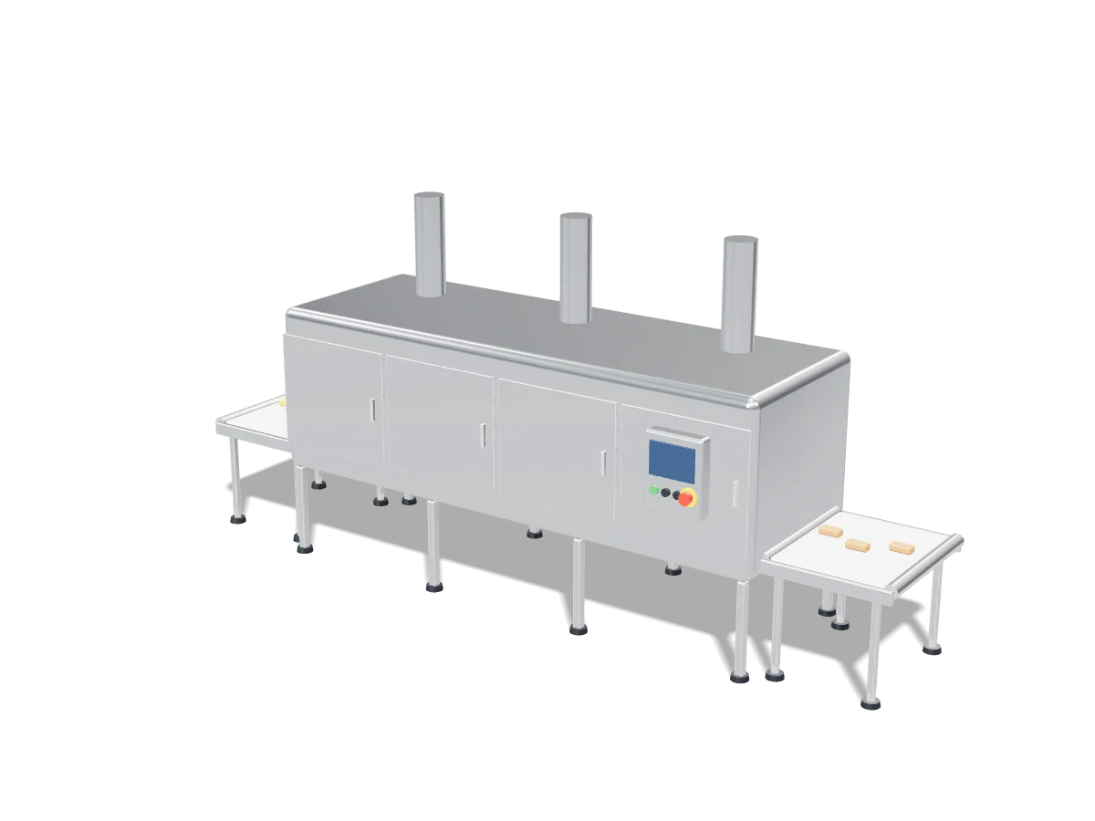 Microwave tempering tunnel